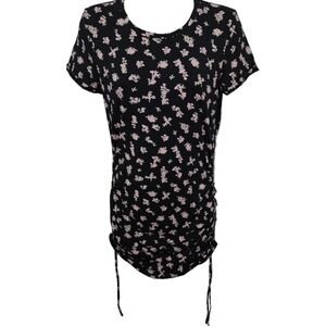 PINK Victoria's Secret Floral Brand Ruched Front Side Tie Short Sleeve Dress